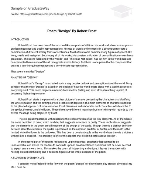 ⇉Poem “Design” By Robert Frost Analysis Essay Example | GraduateWay