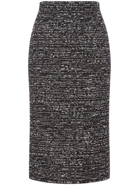 Alberta Ferretti Jupe Crayon En Tweed à Taille Haute Noir FARFETCH FR