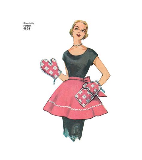 Simplicity Pattern 4858 Misses And Womens 1950s Vintage Apron Plus