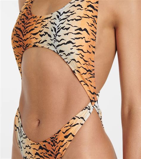 Reina Olga Marina Tiger Print Bikini In Orange Modesens