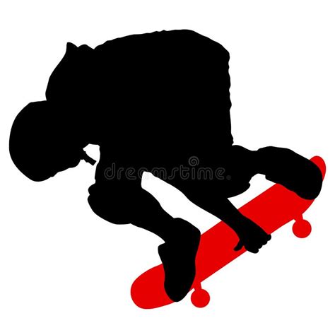 Black Silhouette Of An Athlete Skateboarder In A Jump Stock Vector