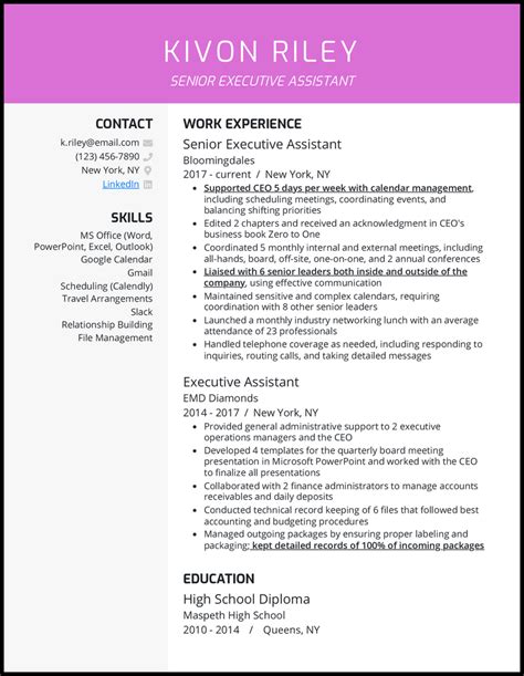 Executive Assistant Resume Examples 2024 Examples Elga Nickie