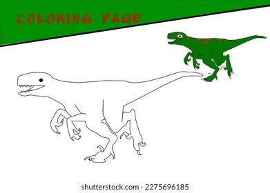 Children Coloring Sketch Velociraptor Dinosaur On Stock Vector (Royalty ...