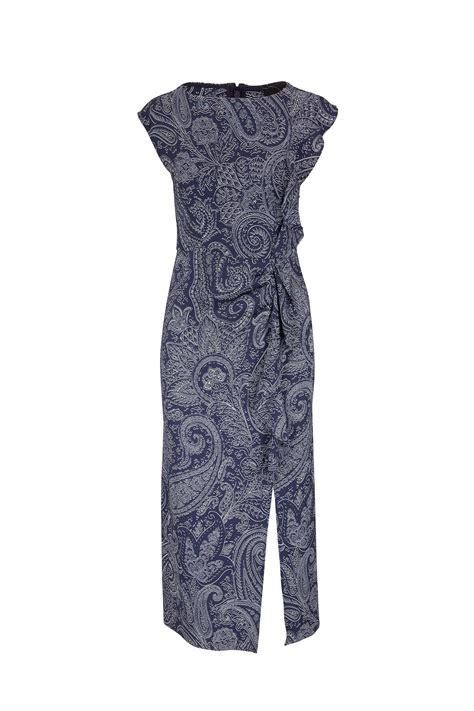 Etro Navy Blue Floral Paisley Midi Dress Mitchell Stores