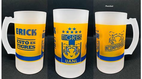 Tigres Uanl Oz Frosted Glass Beer Mug Tarro Cervecero De Etsy