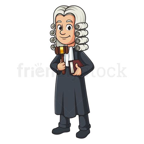 Cartoon Judge Holding Gavel Clip Art Vector Graphic - FriendlyStock