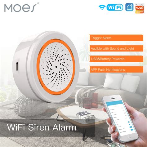 Moes Tuya Wifi Smart Siren Sound Light Alarm Sensor Smart Life Siren