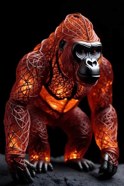 Premium Ai Image Gorilla Made With Metal And Volcanic Lava