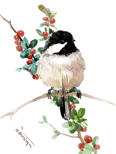 Nature Painting Chickadee Bird Art By Suren Nersisyan Bird Art