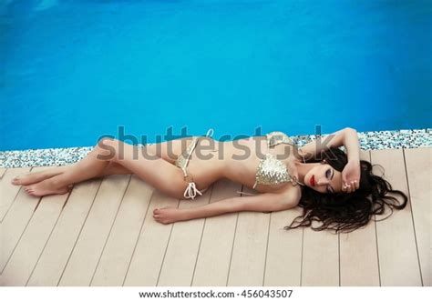Beautiful Sexy Woman Bikini Model Lying Stock Photo Edit Now 456043507