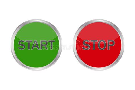 Start And Stop Glossy Buttons Green And Red Web Icon Stock Vector