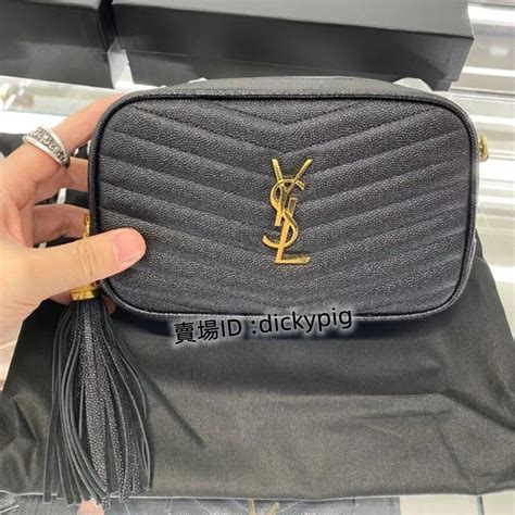 精品二手 Ysl Lou 迷妳提花粒面壓花真皮包 612579 聖羅蘭黑金相機包 斜挎包 單肩包 鏈帶包 小方包 蝦皮購物