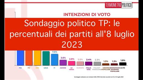 Sondaggio Politico Tp Le Percentuali Dei Partiti All Luglio