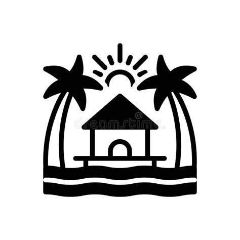 Black Solid Icon For Resort Seascape And Nature Stock Vector