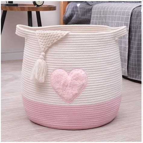 Grand Panier De Rangement En Corde De Coton Tiss Pour Jouetslinge Et