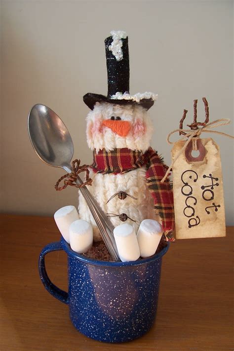 Hot Cocoa Snowman Primitive Decorating Country Snowman Crafts