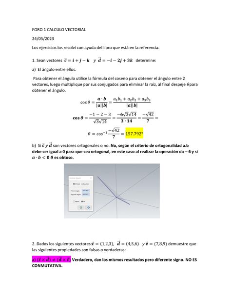 FORO 1 Calculo Vectorial Studocu FORO 1 CALCULO VECTORIAL 24 05 Los