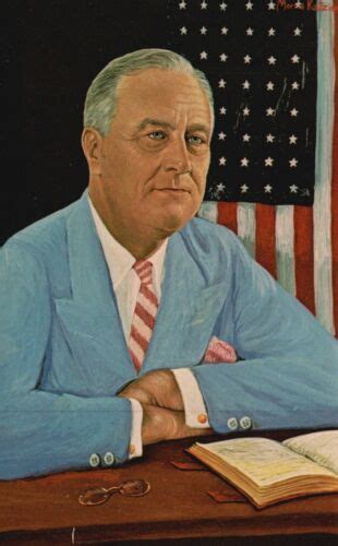 Postcard Nd Us President Franklin D Roosevelt Painting Chrome Vintage