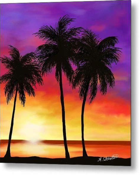 Sunset Palm Tree Drawing Easy