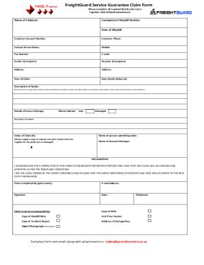 Fillable Online Stg Client Cargo Claim Form Pdf Fax Email Print Pdffiller