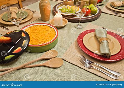 Dinner Table Set For Mexican Food Stock Image - Image of tomato, casual ...