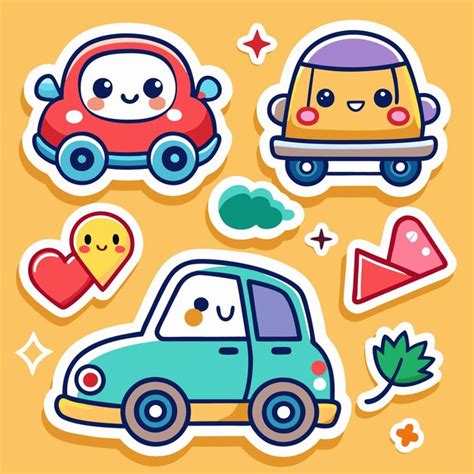 Cute cartoon car stickers | Premium AI-generated vector