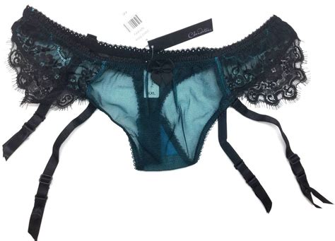 Claudette En Dentelle Intense Garter Thong Pin Up Bikini Panties Neon Turquoise EBay