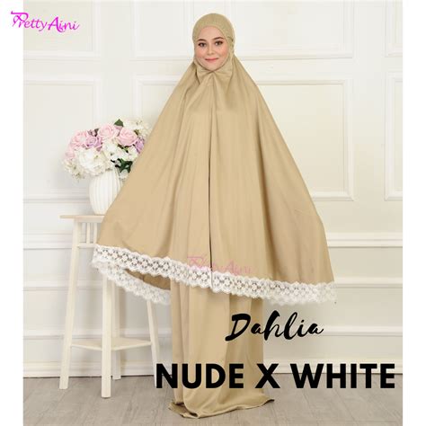 Telekung Dahlia Nude X White PrettyAini