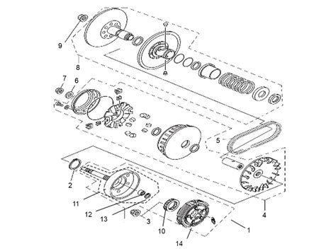 Vue Éclatée Embrayage Variateur HSUN 500 700cc Pièces Quad