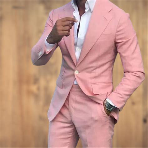 Men Suits 2 Piece Pink Suits Men Slim Fit Suits One Button Suits