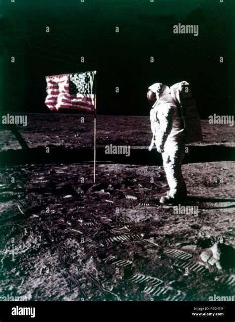 1969 moon landing buzz aldrin flag hi-res stock photography and images ...