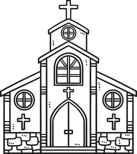 Christian Church Isolated Coloring Page for Kids 15867706 Vector Art at ...