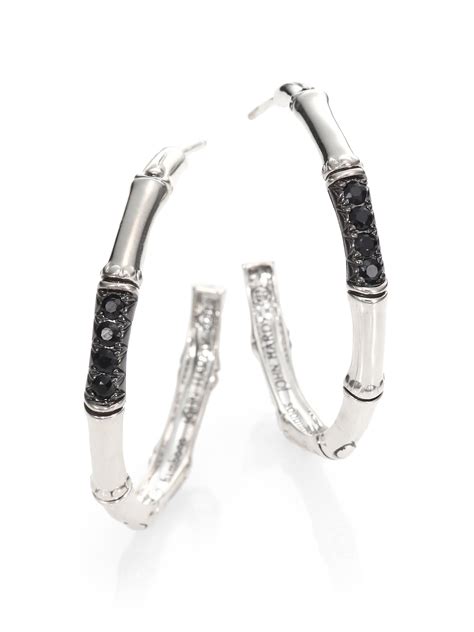 John hardy Bamboo Black Sapphire & Sterling Silver Lava Hoop Earrings/2 ...