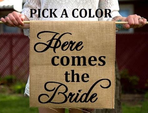 Burlap Here Comes The Bride Ring Bearer Sign Rustic Ceremony Banner