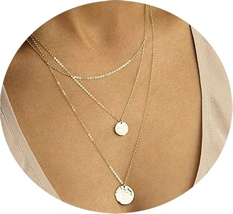 Anazoz Schmuck Choker Kette Multilayer Damen Vergoldet Runde