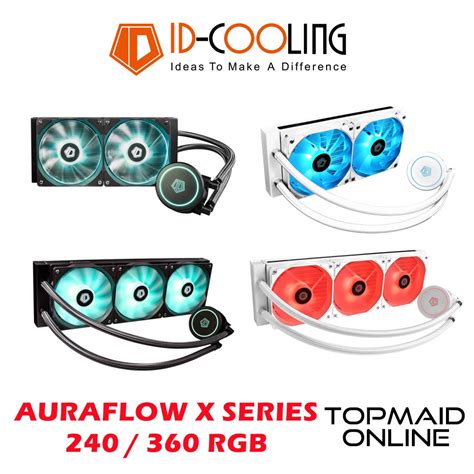 Id Cooling Auraflow X 240 360 Rgb Cpu All In One Liquid Cooler Black Snow Edition Shopee