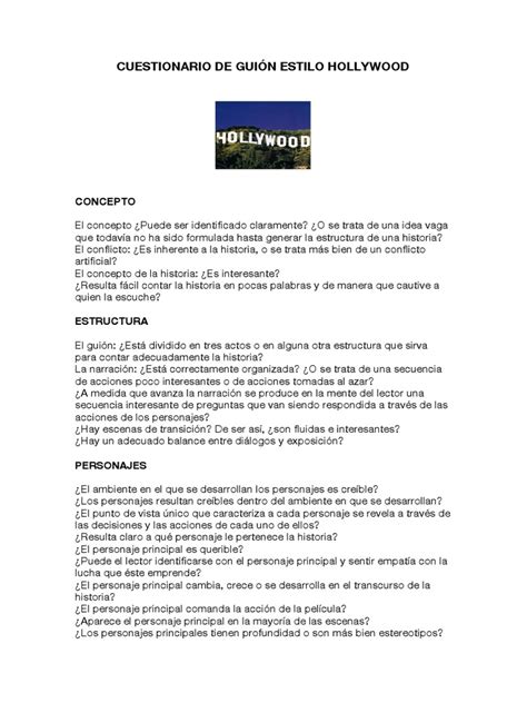 PDF CUESTIONARIO DE GUIÓN ESTILO HOLLYWOOD DOKUMEN TIPS