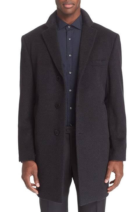 John Varvatos Star Usa Trim Fit Solid Wool Blend Overcoat Nordstrom