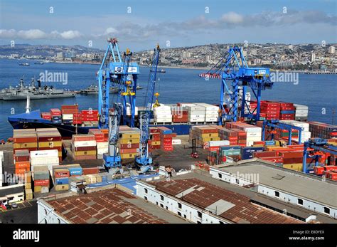 aerial view on port Valparaiso Chile Stock Photo - Alamy 
