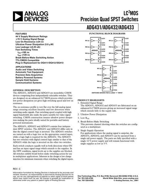 A LC MOS Precision Quad SPST Switches