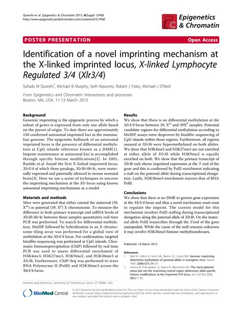 PDF Identification Of A Novel Imprinting Mechanism At The X Linked