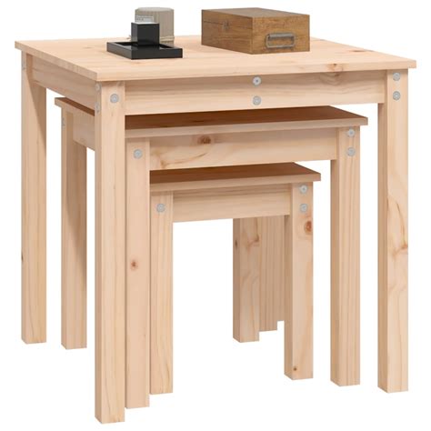 Xij Tables Gigognes Pcs Bois De Pin Massif Zjc