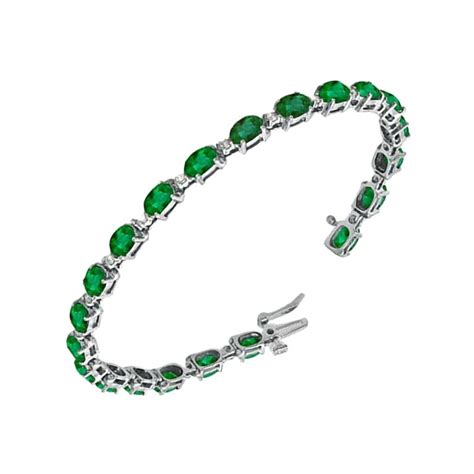 25 Carat Emerald 1 2 Carat Diamond Tennis Bracelet Brand New 18 Karat