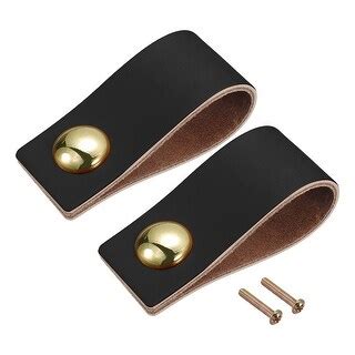 Leather Drawer Pulls 2.5" 2Pcs Leather Furniture Handles Drawer Knob ... 