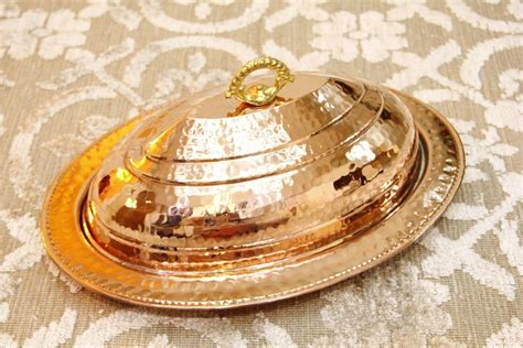 Handmade Copper Serving Plate Copper Plate With Lid Decorative Plates