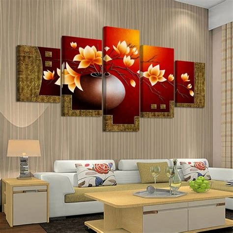 ESULOMP 5Piece Floral Vase Wall Art Decor, Canvas Art Modern Print Oil ...