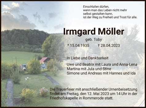 Traueranzeigen von Irmgard Möller Trauer HNA de