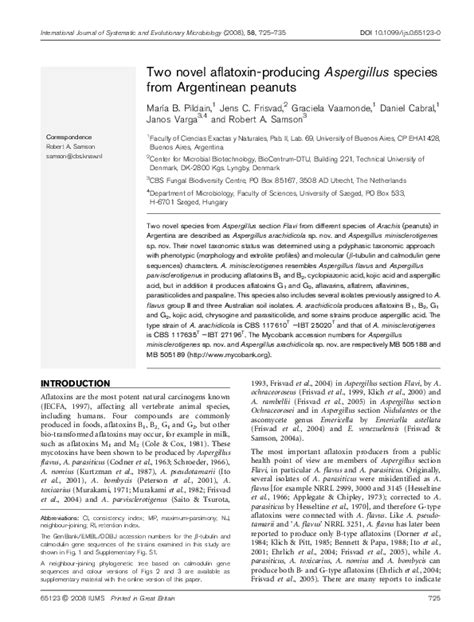 Pdf Two Novel Aflatoxin Producing Aspergillus Species From