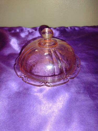 Vintage Pink Depression Glass Lidded Dome Round Butter Dish Ebay