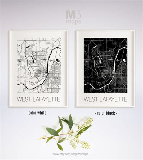 West Lafayette Indiana West Lafayette In Map West Lafayette Etsy